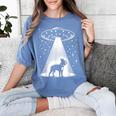 Boston Terrier Mom Dad Dog Alien UFO For Men Women Women's Comfort Colors T-Shirt Blue Jean