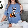 Boston Terrier Playing Guitar Boston Terrier Women's Comfort Colors T-Shirt Blue Jean