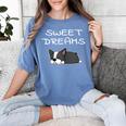 Boston Terrier Puppy Sweet Dreams Pajama For Bedtime Tank Top Women's Comfort Colors T-Shirt Blue Jean