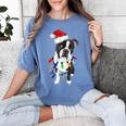 Boston Terrier Santa Christmas Lights Xmas Dog Lover Men Women Kids Women's Comfort Colors T-Shirt Blue Jean