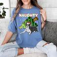 Boston Terrier Santa Claus Hat Merry Christmas Dog X-Mas Women's Comfort Colors T-Shirt Blue Jean