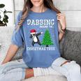 Boston Terrier Santa Hat Dabbing Around The Christmas Tree Women's Comfort Colors T-Shirt Blue Jean