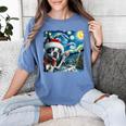 Boston Terrier Santa Starry Night Van Gogh Christmas Dog Men Women Kids Women's Comfort Colors T-Shirt Blue Jean