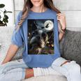 Boston Terrier Selfie Full Moon Flying Witch Halloween Dog Women's Comfort Colors T-Shirt Blue Jean