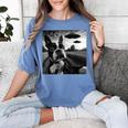 Boston Terrier Graphic Selfie With UFOs Weird Aliens Women's Comfort Colors T-Shirt Blue Jean