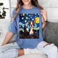 Boston Terrier Starry Night Van Gogh Art Women's Comfort Colors T-Shirt Blue Jean