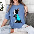 Boston Terrier Tattoos I Love Mom Women's Comfort Colors T-Shirt Blue Jean