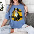 Boston Terrier s Mid-Century Modern Art s Street Grunge Women's Comfort Colors T-Shirt Blue Jean