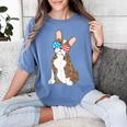 Brindle Boston Terrier Dog Patriotic Shirt USA Flag Women's Comfort Colors T-Shirt Blue Jean