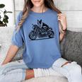 Cool Boston Terrier Riding a Motorcycle Biker Dog Lover For Men Women Kids Women's Comfort Colors T-Shirt Blue Jean