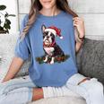 Cute Boston Terrier Dog Christmas Merry X-Mas Graphic Women's Comfort Colors T-Shirt Blue Jean