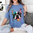 Cute Boston Terrier Puppy Dog Art Lover Unique Painting For Men Women Kids Women's Comfort Colors T-Shirt Blue Jean
