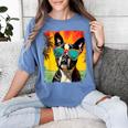 Dog Boston Terrier Hawaiian Women's Comfort Colors T-Shirt Blue Jean