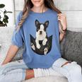 Dog Lovers Boston Terrier In Pocket Dog Face For Men Women Kids Women's Comfort Colors T-Shirt Blue Jean