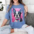 Dog Pink Boston Terrier Women's Comfort Colors T-Shirt Blue Jean