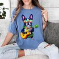 Hawaiian Boston Terrier & Pineapple Ukulele Summer Vacation Women's Comfort Colors T-Shirt Blue Jean