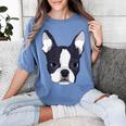 Kids Boston Terrier Dog For Women And Girls Women's Comfort Colors T-Shirt Blue Jean