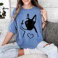 I Love My Boston Terrier Dog With Heart Women's Comfort Colors T-Shirt Blue Jean