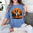 Pumpkin Boston Terrier Costume On Boston Terrier Halloween Women's Comfort Colors T-Shirt Blue Jean