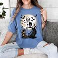 Spooky Halloween Moon Boston Terrier Boston Bull Bostie Women's Comfort Colors T-Shirt Blue Jean