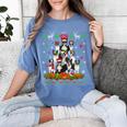 Ugly Sweater Christmas Tree Boston Terrier Dog Xmas Pajama Women's Comfort Colors T-Shirt Blue Jean