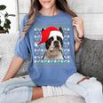 Ugly Xmas Sweater Santa Boston Terrier Dog Christmas For Men Women Kids Women's Comfort Colors T-Shirt Blue Jean