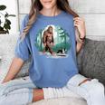 Whimsical Forest Adventures Sasquatch Bigfoot Walking Boston Terrier Dog Lovers Women's Comfort Colors T-Shirt Blue Jean