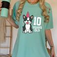 10 Years Old Birthday Boston Terrier Dog Lover 10th Party For Men Women Kids Women's Comfort Colors T-Shirt Chalky Mint