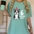 6 Years Old Birthday Boston Terrier Dog Lover 6th Party Kid Women's Comfort Colors T-Shirt Chalky Mint