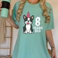 8 Years Old Birthday Boston Terrier Dog Lover 8th Party Kid Women's Comfort Colors T-Shirt Chalky Mint