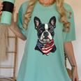 Boston Terrier American Flag Women's Comfort Colors T-Shirt Chalky Mint