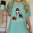 Boston Terrier Christmas T Shirt-Life Is Merrier Premium Tri-Blend Women's Comfort Colors T-Shirt Chalky Mint
