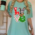 Boston Terrier Christmas Tree Lights Santa Dog Xmas For Men Women Kids Women's Comfort Colors T-Shirt Chalky Mint