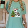 Boston Terrier Christmas Tree Lights Santa Hat Women's Comfort Colors T-Shirt Chalky Mint