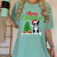 Boston Terrier Christmas Tree Lights Xmas Dog Lover Women's Comfort Colors T-Shirt Chalky Mint