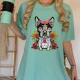 Boston Terrier Dia De Los Muertos Day Of The Dead Dog Skull For Men Women Kids Women's Comfort Colors T-Shirt Chalky Mint