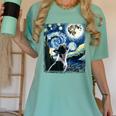 Boston Terrier Dog Art Van Gogh Starry Night Boston Terrier Women's Comfort Colors T-Shirt Chalky Mint