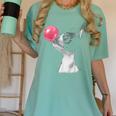 Boston Terrier Dog Blowing Chewing Bubble Gum Pink Women's Comfort Colors T-Shirt Chalky Mint