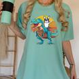 Boston Terrier Dog Riding Dinosaur T Rex Boys Women's Comfort Colors T-Shirt Chalky Mint