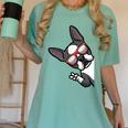 Boston Terrier Dog From Side Boston Bull Women's Comfort Colors T-Shirt Chalky Mint