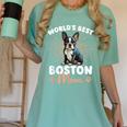 Boston Terrier Groovy World's Best Boston Mom Women's Comfort Colors T-Shirt Chalky Mint