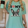 Boston Terrier I Heart My Dog Dog Lover Women's Comfort Colors T-Shirt Chalky Mint