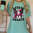 Boston Terrier Heart Glasses Girls Bostie Valentines Day Women's Comfort Colors T-Shirt Chalky Mint