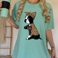 Boston Terrier Lover I Love Mom Tattoo Leopard Women's Comfort Colors T-Shirt Chalky Mint
