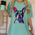 Boston Terrier Lovers Pop Art Boston Terrier Women's Comfort Colors T-Shirt Chalky Mint