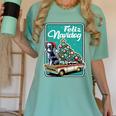Boston Terrier Merry Christmas Tree Truck Dog X-Mas Women's Comfort Colors T-Shirt Chalky Mint