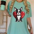 Boston Terrier Mom Dad Bostie Dog Lover Valentines Day Women's Comfort Colors T-Shirt Chalky Mint