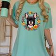 Boston Terrier Mom Floral Bostie Dog Lover Flowers Cute Women's Comfort Colors T-Shirt Chalky Mint