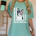 Boston Terrier Papa Cool Dog Lover USA American Flag Men Women Women's Comfort Colors T-Shirt Chalky Mint