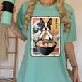 Boston Terrier Ramen Noodles Japanese Art Retro Ocean Waves Women's Comfort Colors T-Shirt Chalky Mint